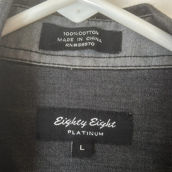 Eighty-Eight Platinum Mens Long Sleeve Shirt Size L Black Button Up - Picture 3 of 6